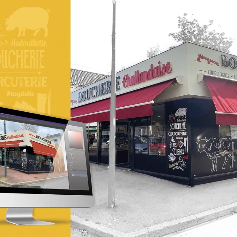 Enseigne réalisée pour la Boucherie Challandaise, à Challans en Vendée