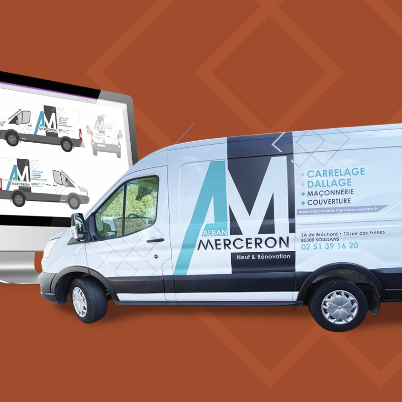 Covering de véhicule pour Alban Merceron à Soullans : réalisation par l'agence de publicité Unfluences Graphique en Vendée