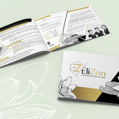 Conception de brochure publicitaire par l'agence de publicité et création graphique en Vendée pour l'institut Elizen
