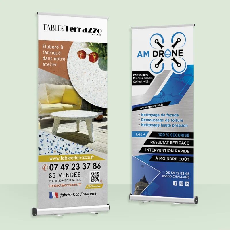 Conception de roll up : par notre agence de publicité en Vendée