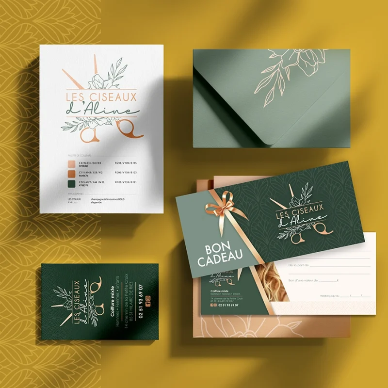 Supports imprimés réalisés pour Les Ciseaux d'Aline à Saint Hilaire de Riez en Vendée